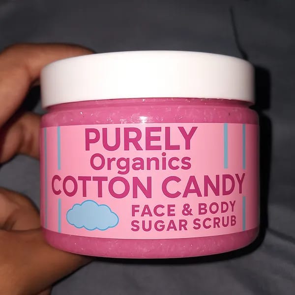 Purely Organics Cotton Candy Sugar Scrub – 100g Brightening & Tan Removal Glow