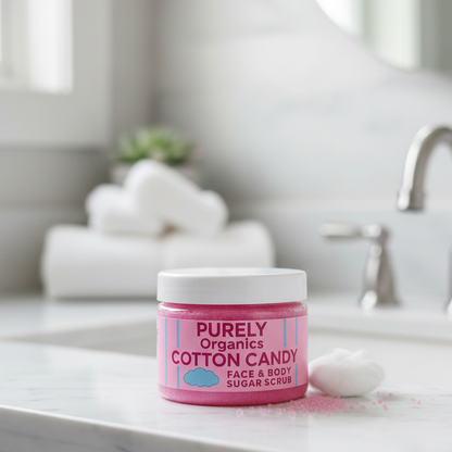 Purely Organics Cotton Candy Sugar Scrub – 100g Brightening & Tan Removal Glow