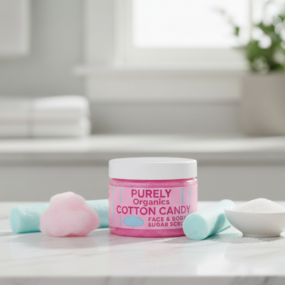 Purely Organics Cotton Candy Sugar Scrub – 100g Brightening & Tan Removal Glow