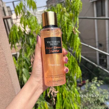 Victoria's Secret Amber Romance Shimmer Mist – 250ml Luminous Glow & Warm Scent